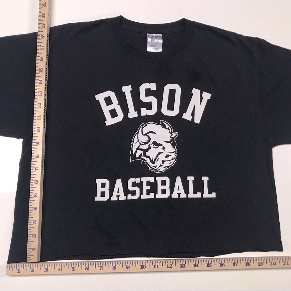 Bison Baseball navy tshirt (men’s t, cut & cropped to fit as a women’s M/L)